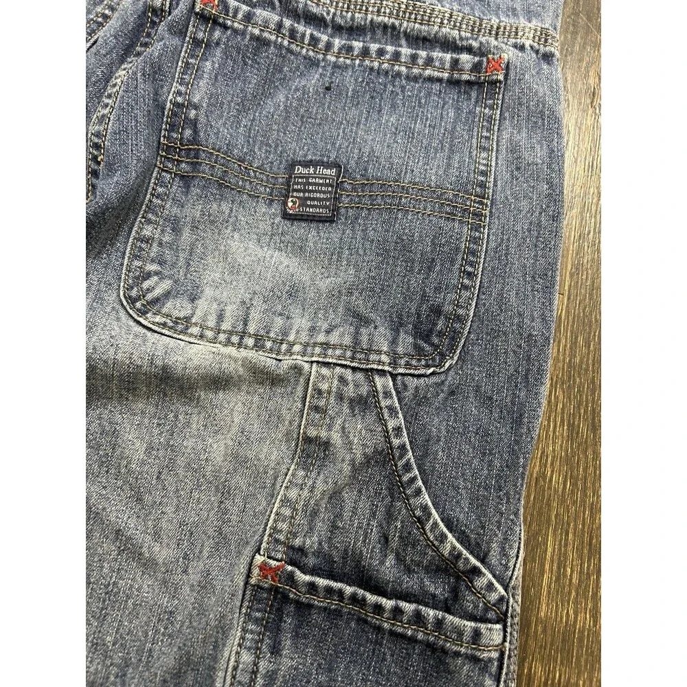 Duck Head Kids Blue Denim Cargo Shorts Size 14, 28W 10